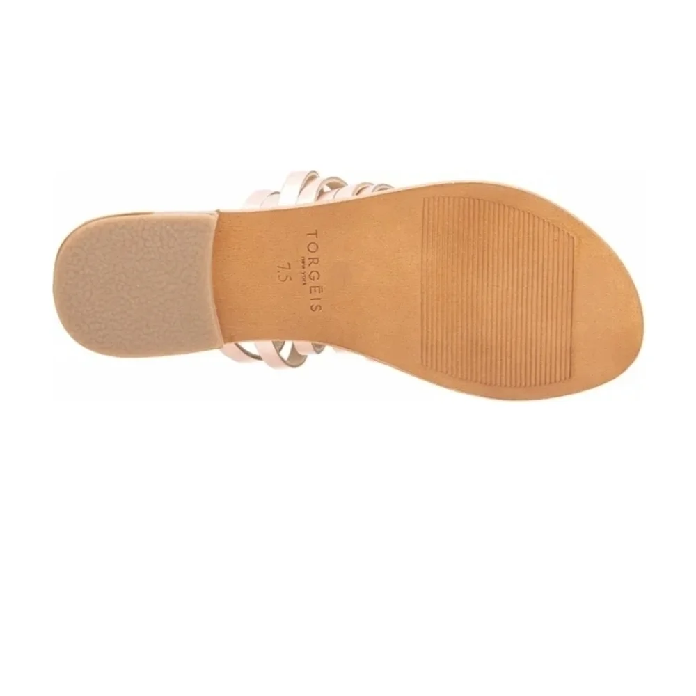 Gold color Multi Crossed Toe Loop Sandal - Picture 8 of 11